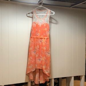 Peach floral high-low dress